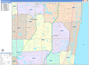 Pompano Beach  Wall Map Color Cast Style